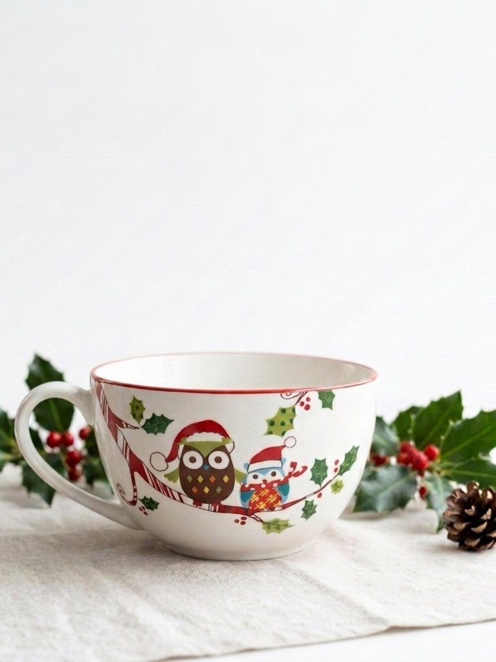 222 Fifth PTS Int Enchanted Woods Mug Owl Christmas Holiday (20 Oz) EUC